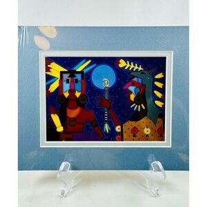 Jesse Hummingbird Native American Art "Song of the Talking Stick" '93 Matted